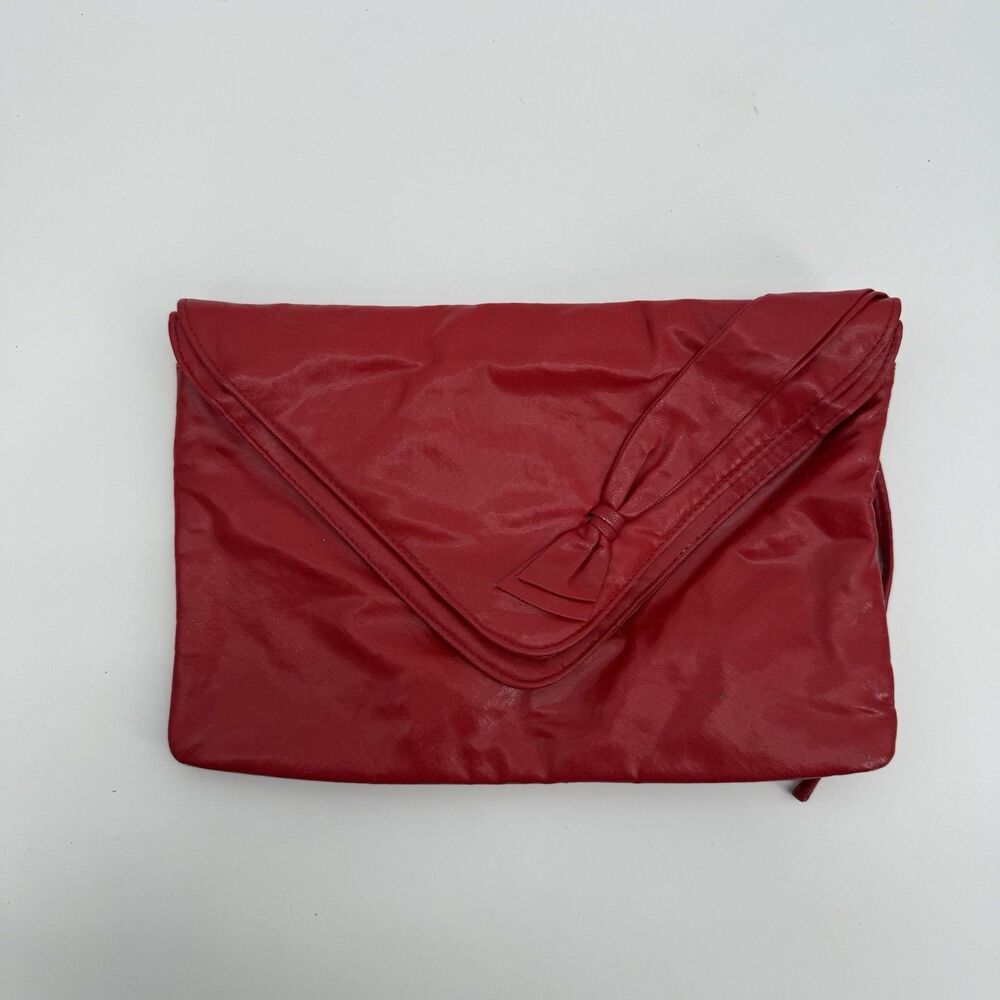 Pacific Connections Vintage Red Envelope Clutch Bag Wristlet Faux Leather